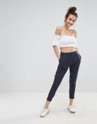 Pull & Bear Stripe Tailored Pants - Navy