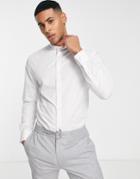 French Connection Grandad Collar Slim Fit Shirt-white