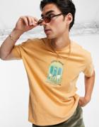 Topman Digi Print T-shirt In Washed Mustard-yellow