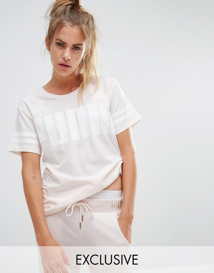 Puma Exclusive To Asos Logo T-shirt In Pale Pink - Pink