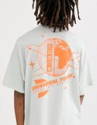Asos Design Oversized T-shirt With World Puff Back Print-gray