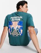 Topman Motion Front And Back Print T-shirt In Washed Green