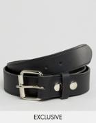 Reclaimed Vintage Leather Roller Buckle Belt Black - Black