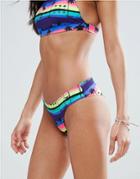 Bershka Tropical Rainbow Print Bikini Bottom - Multi