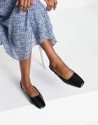 & Other Stories Leather Square Toe Flat Sling Back Shoes In Black