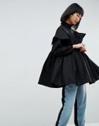 Asos White Oversized Frill Shirt In Plain - Black