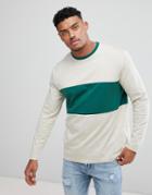 Asos Long Sleeve Crew Neck T-shirt With Color Block - Multi