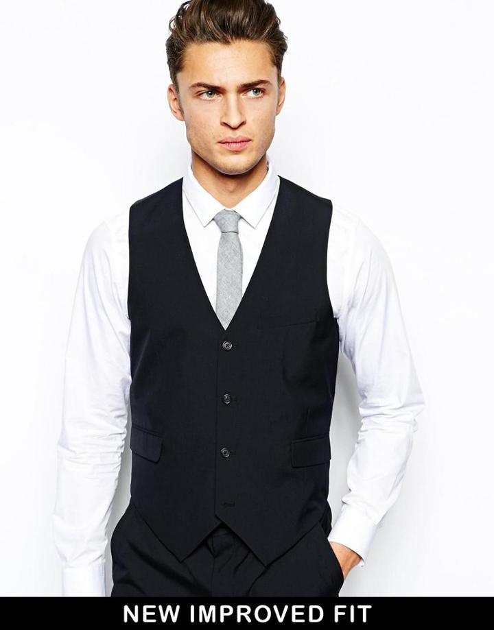 Asos Slim Fit Vest In Navy