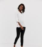 Asos Design Maternity Ponte High Waist Skinny Pants With Contrast Top Stitch - Black