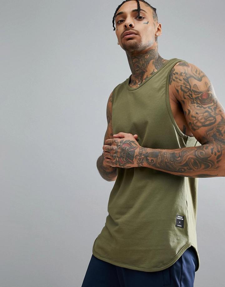 Bershka Sport Tank In Khaki - Green
