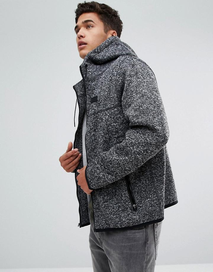Abercrombie & Fitch Fleece Lined Full Zip Hoodie In Black - Black