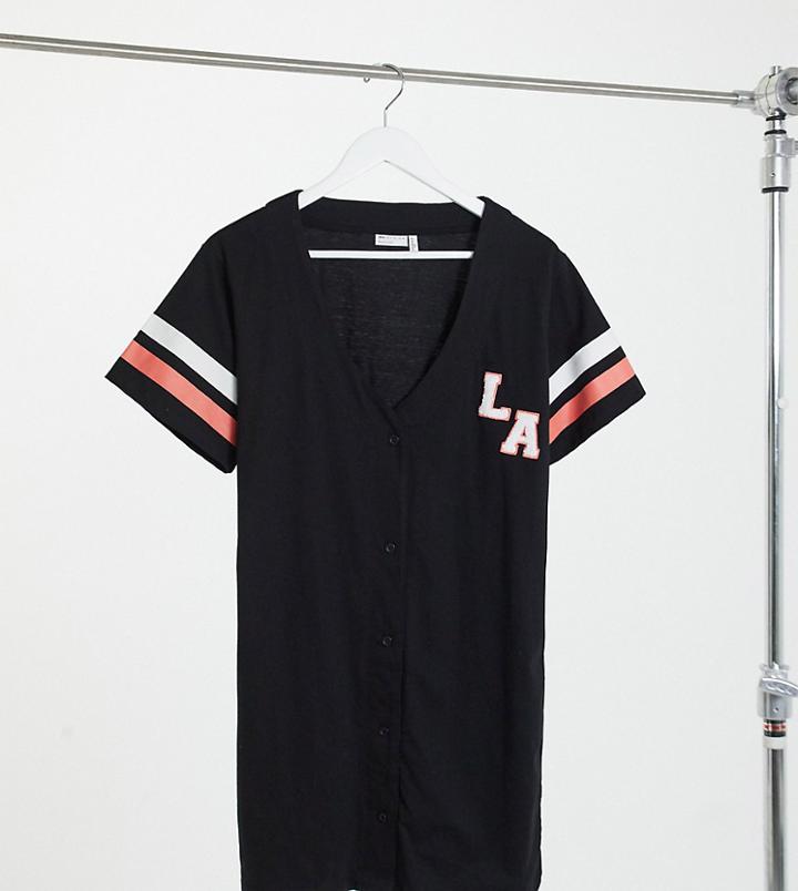 Asos Design Tall Exclusive La Sports Sleep Tee In Black