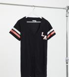 Asos Design Tall Exclusive La Sports Sleep Tee In Black