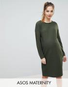 Asos Maternity Sweater Dress In Ripple Stitch - Green