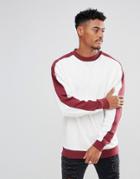 Asos Oversized Sweatshirt With Sleeve Panel - White