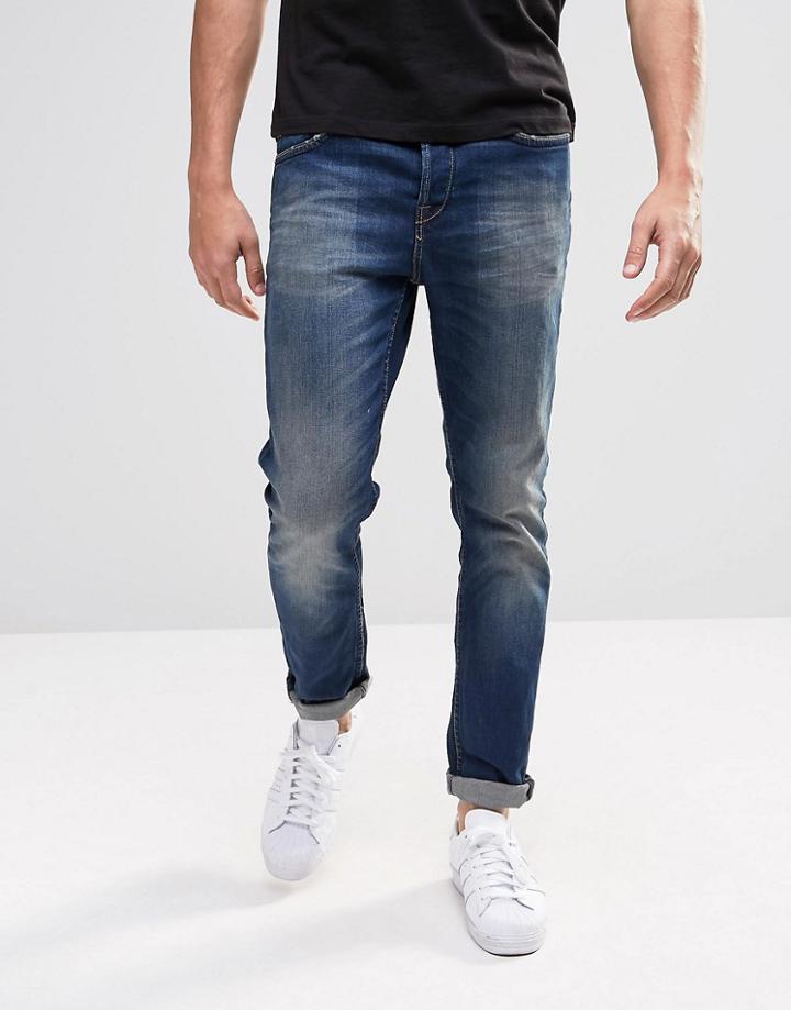 Only & Sons Dark Wash Slim Fit Jeans - Dark Blue