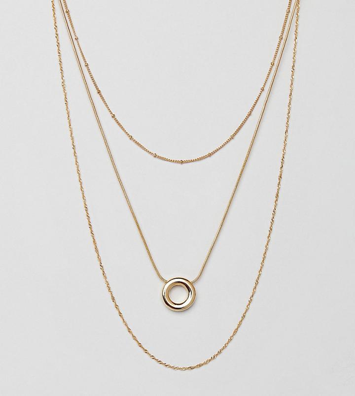 Asos Gold Plated Circle Multirow Necklace - Gold