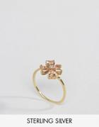 Asos Gold Plated Sterling Silver Flower Ring - Gold