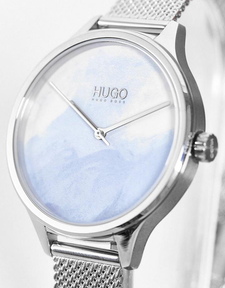 Hugo Mesh Watch In Silver 1540061