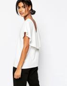 Asos Cape Back Top With Plunge Detail - White