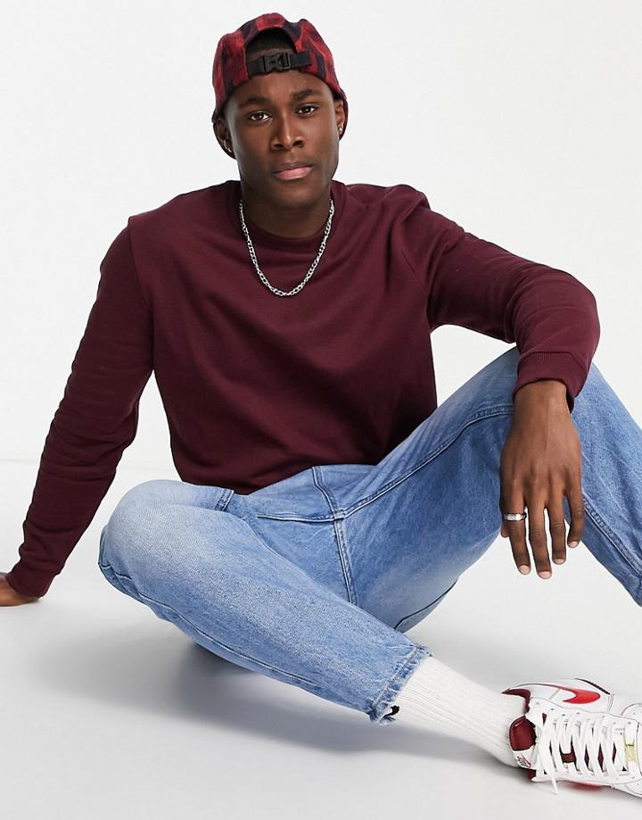 Asos Design Sweatshirt In Burgundy - Burgundy-red