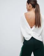 Missguided Twist Back Sweater - Cream