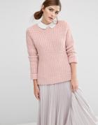 Fashion Union Oversized Sweater In Chunky Knit - Pink