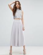 Asos Pleated Uber Wide Leg Culotte - Silver