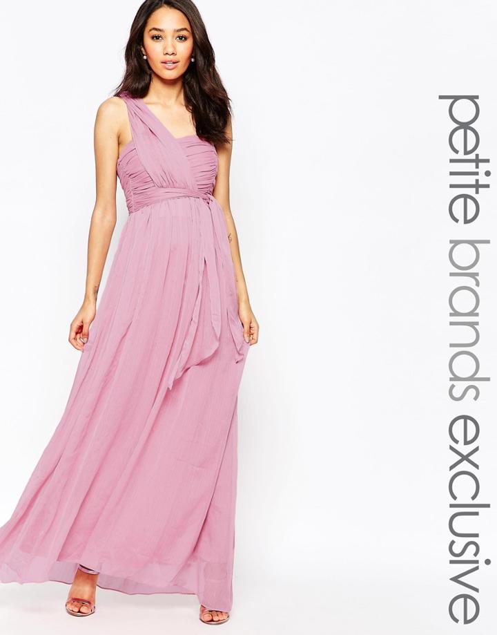 True Decadence Petite One Shoulder Soft Maxi Dress - Soft Pink