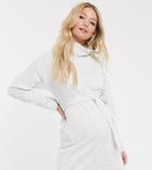 Asos Design Maternity Cowl Neck Belted Mini Dress In Marl
