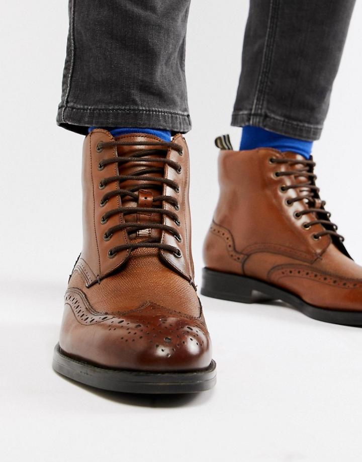Ted Baker Twrens Brogue Boots In Tan Leather - Tan