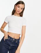 Asos Design Fitted Top In Waffle In White