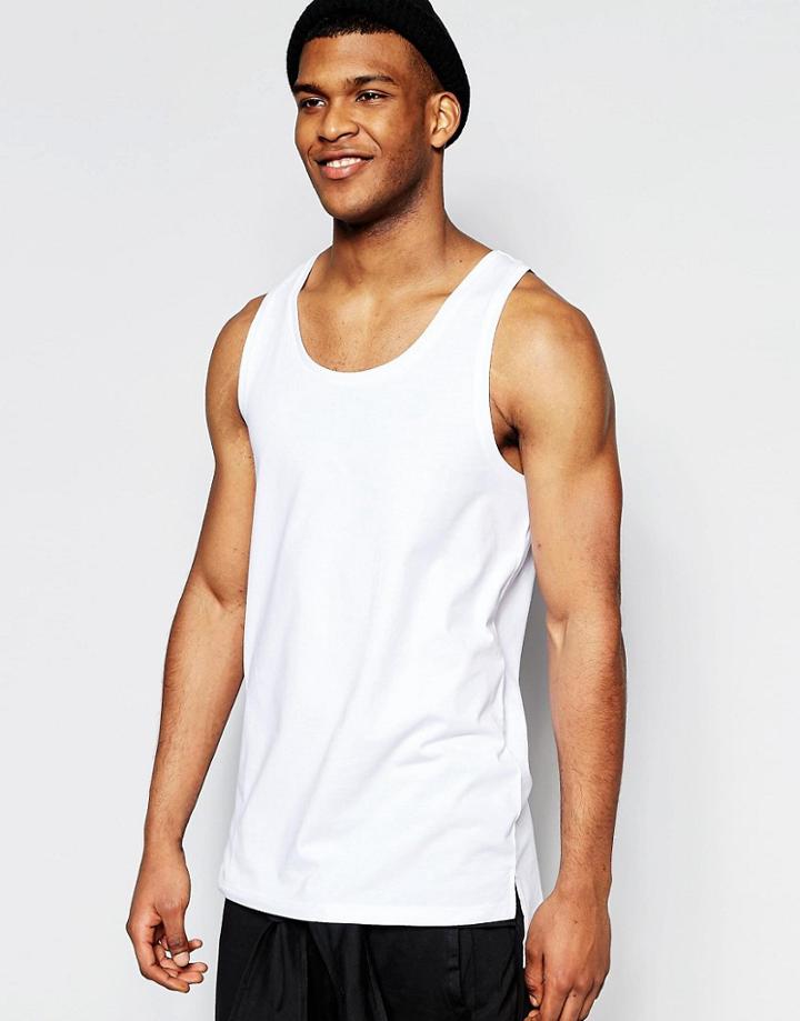 Asos Longline Vest With Step Hem In White - White