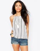 Daisy Street Cami Top With Tassel Tie - White