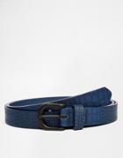 Asos Smart Belt In Navy With Crocodile Effect - Navy
