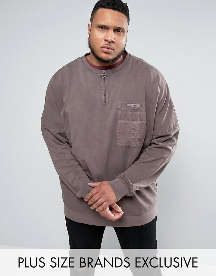 Puma Plus Half Zip Sweat In Brown Exclusive To Asos 57531501 - Brown