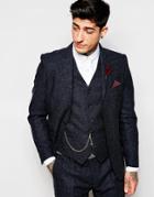 Devils Advocate Blue Fleck Tweed Suit Jacket - Blue