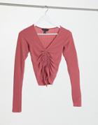 New Look Ruched Front Top In Pink
