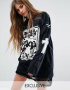 Reclaimed Vintage Oversized Long Sleeve Top With Black Sabbath Band Pr