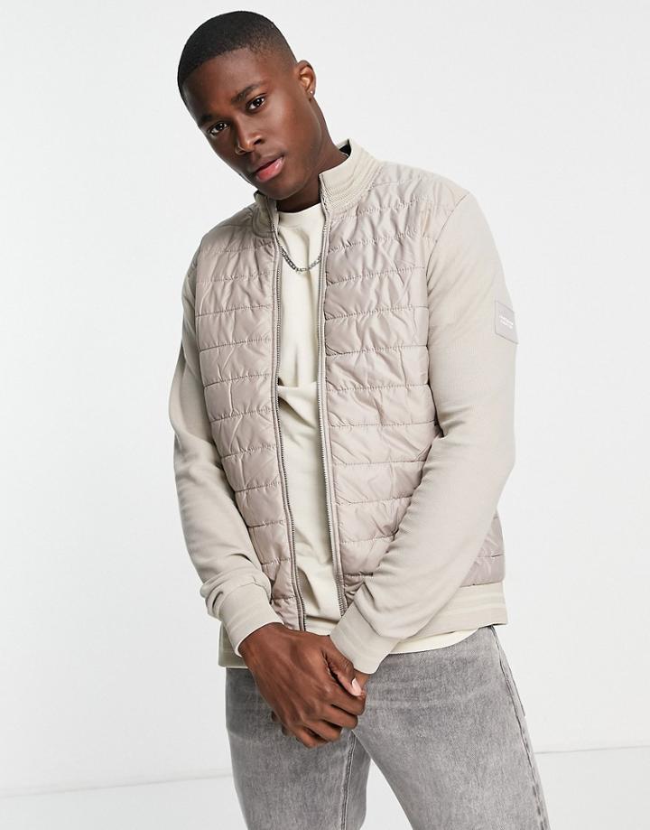 Jameson Carter Bonnington Hybrid Puffer Jacket In Stone-neutral