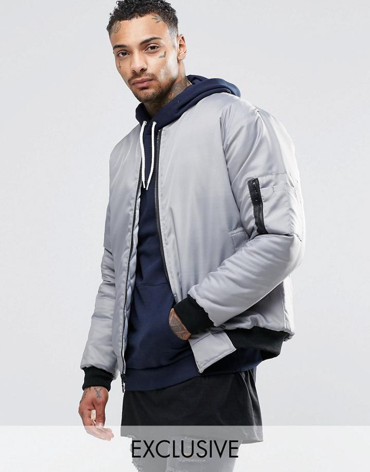 Reclaimed Vintage Ma1 Reversible Bomber Jacket - Gray