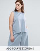 Asos Curve Asymmetric Scuba Top - Blue
