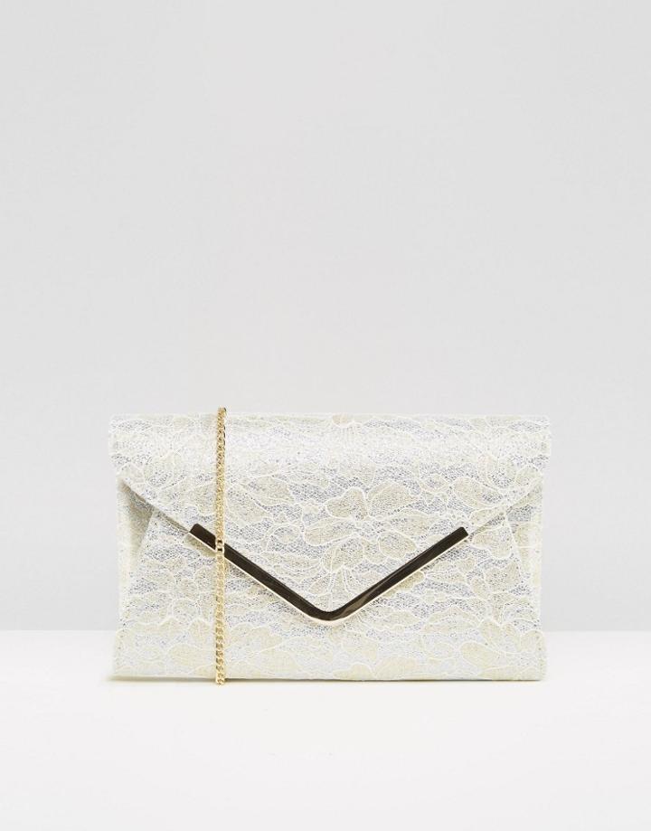Lotus Glitter Envelope Clutch Bag - Gold