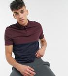 Asos Design Tall Organic Polo Shirt With Contrast Yoke In Navy