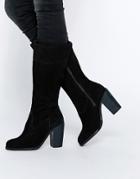 New Look Premium Suede Heeled Boot - Black
