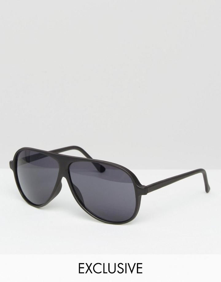 Reclaimed Vintage Aviator Sunglasses - Black