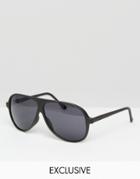 Reclaimed Vintage Aviator Sunglasses - Black