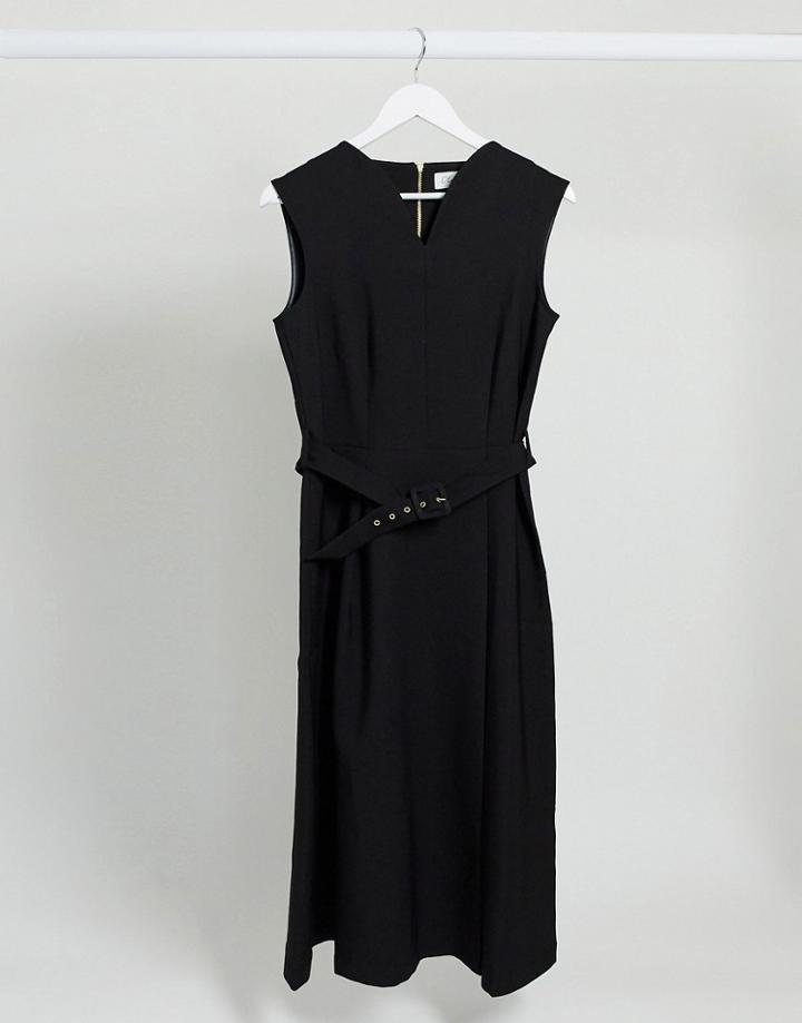 Closet Wrap Skirt Midi Dress In Black