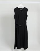 Closet Wrap Skirt Midi Dress In Black