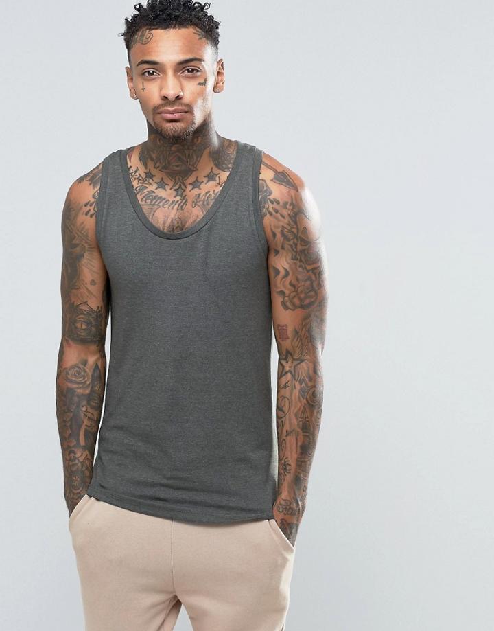 Asos Muscle Tank In Khaki - Green